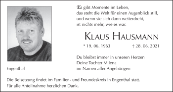 Anzeige von Klaus Hausmann von MGO