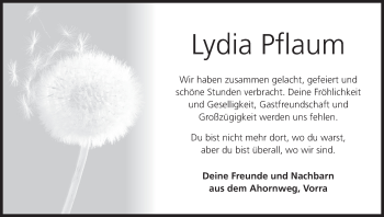 Anzeige von Lydia Pflaum von MGO