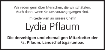 Anzeige von Lydia Pflaum von MGO