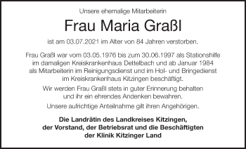 Anzeige von Maria Graßl von MGO