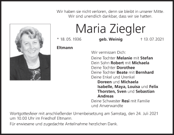Anzeige von Maria Ziegler von MGO