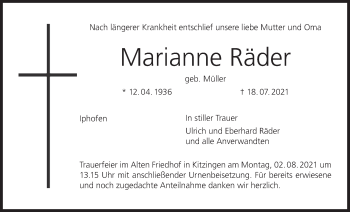 Anzeige von Marianne Räder von MGO