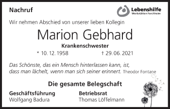 Anzeige von Marion Gebhard von MGO