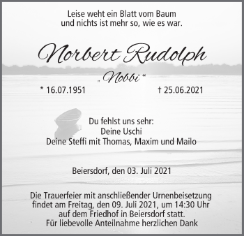 Anzeige von Norbert Rudolph von MGO