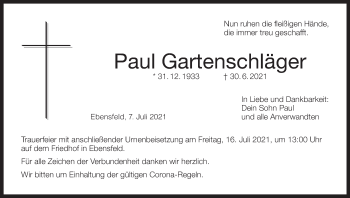 Anzeige von Paul Gartenschläger von MGO