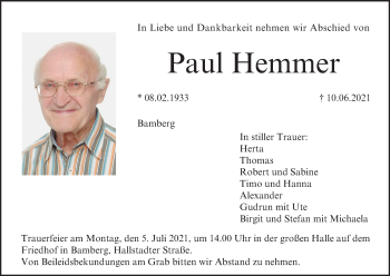 Anzeige von Paul Hemmer von MGO