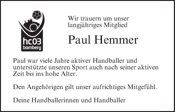 Anzeige von Paul Hemmer von MGO