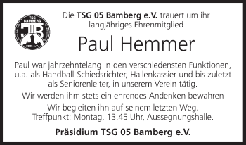 Anzeige von Paul Hemmer von MGO