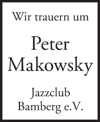 Anzeige von Peter Makowsky von MGO
