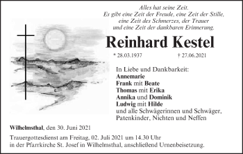 Anzeige von Reinhard Kestel von MGO