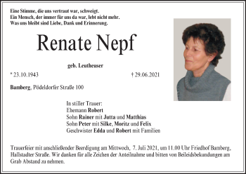 Anzeige von Renate Nepf von MGO