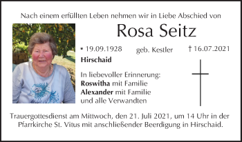 Anzeige von Rosa Seitz von MGO