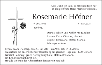 Anzeige von Rosemarie Höfner von MGO