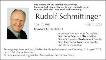 Anzeige von Rudolf Schmittinger von MGO