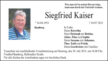 Anzeige von Siegfried Kaiser von MGO