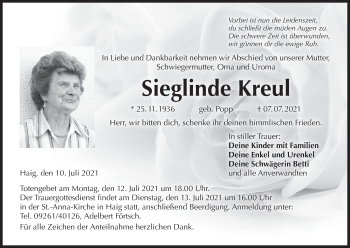 Anzeige von Sieglinde Kreul von MGO