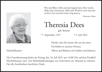 Anzeige von Theresia Dees von MGO