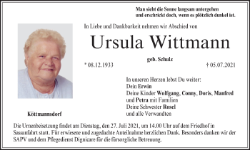 Anzeige von Ursula Wittmann von MGO