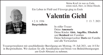 Anzeige von Valentin Giehl von MGO