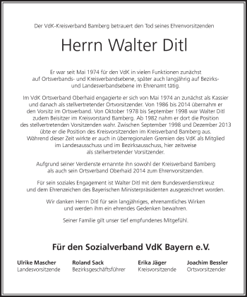 Anzeige von Walter Ditl von MGO