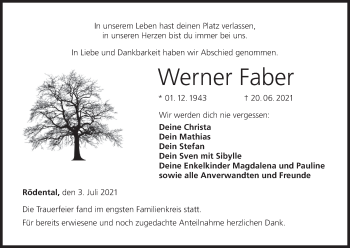 Anzeige von Werner Faber von MGO