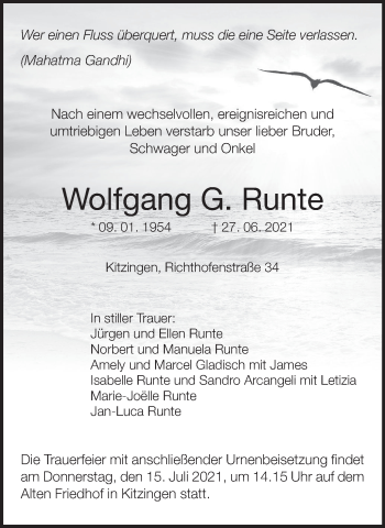 Anzeige von Wolfgang G. Runte von MGO