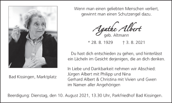 Anzeige von Agathe Albert von MGO
