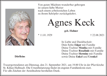 Anzeige von Agnes Keck von MGO