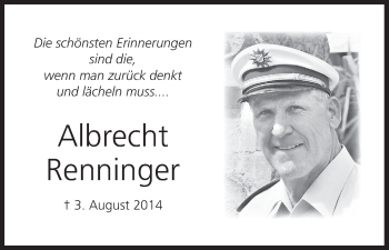Anzeige von Albrecht Renninger von MGO