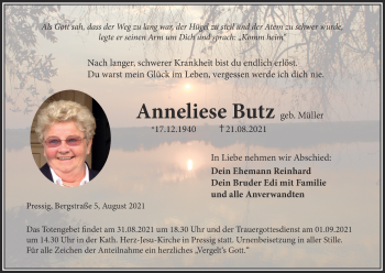 Anzeige von Anneliese Butz von MGO