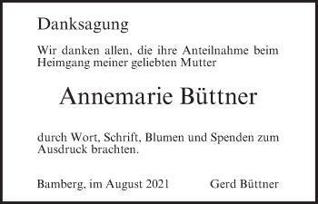 Anzeige von Annemarie Büttner von MGO
