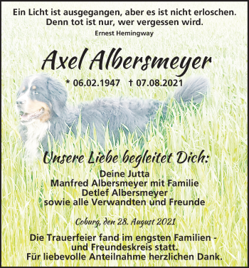 Anzeige von Axel Albersmeyer von MGO