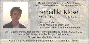 Anzeige von Benedikt Klose von MGO
