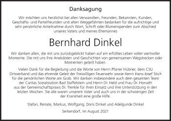 Anzeige von Bernhard Dinkel von MGO