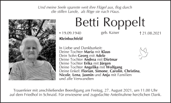 Anzeige von Betti Roppelt von MGO