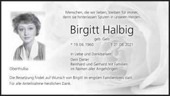 Anzeige von Birgitt Halbig von MGO