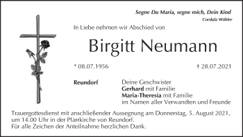 Anzeige von Birgitt Neumann von MGO
