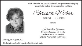 Anzeige von Christa Weber von MGO