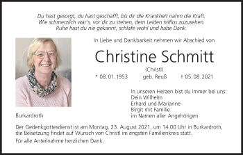 Anzeige von Christine Schmitt von MGO
