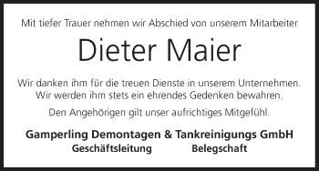 Anzeige von Dieter Maier von MGO