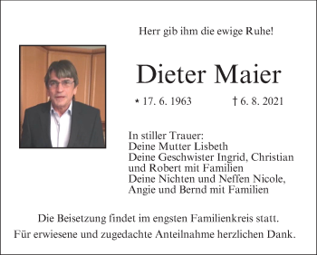Anzeige von Dieter Maier von MGO