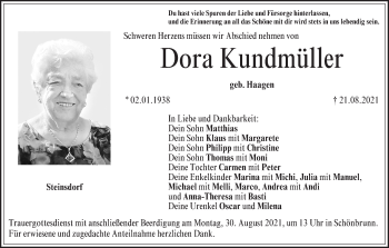 Anzeige von Dora Kundmüller von MGO