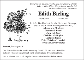 Anzeige von Edith Bieling von MGO