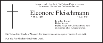 Anzeige von Eleonore Fleischmann von MGO