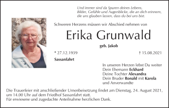 Anzeige von Erika Grunwald von MGO
