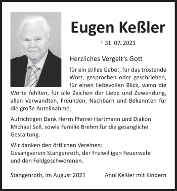 Anzeige von Eugen Keßler von MGO