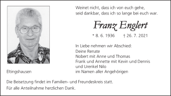 Anzeige von Franz Englert von MGO