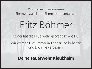 Anzeige von Fritz Böhmer von MGO
