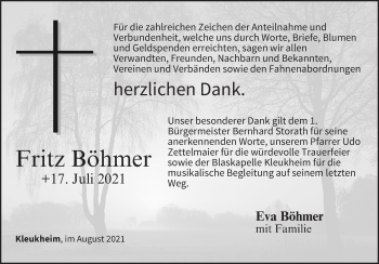 Anzeige von Fritz Böhmer von MGO