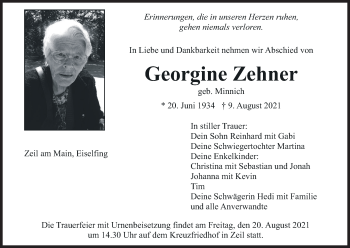 Anzeige von Georgine Zehner von MGO
